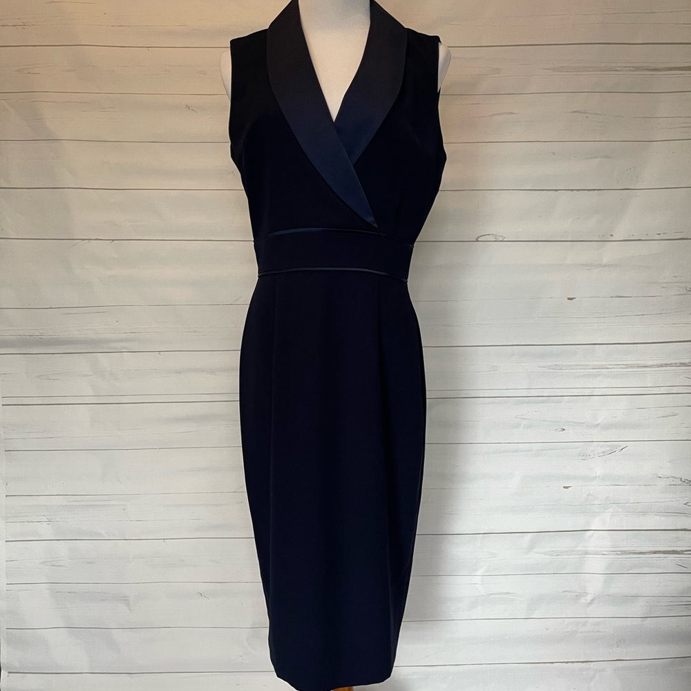 NWT Hobbs London Kara Tux Shift Dress, Midnight Navy, US Size 6 - Picture 1 of 9